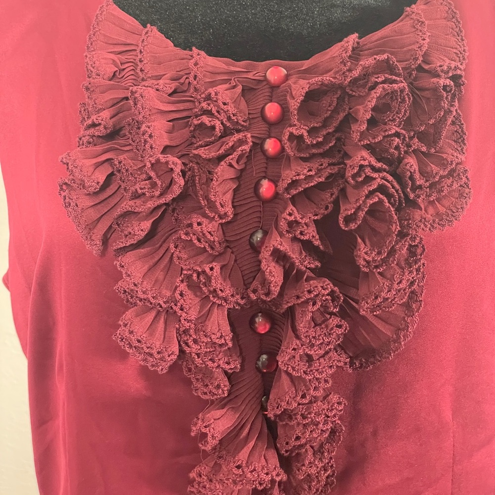Maroon Ruffled Bizz Mini Dress - Picture 2 of 5
